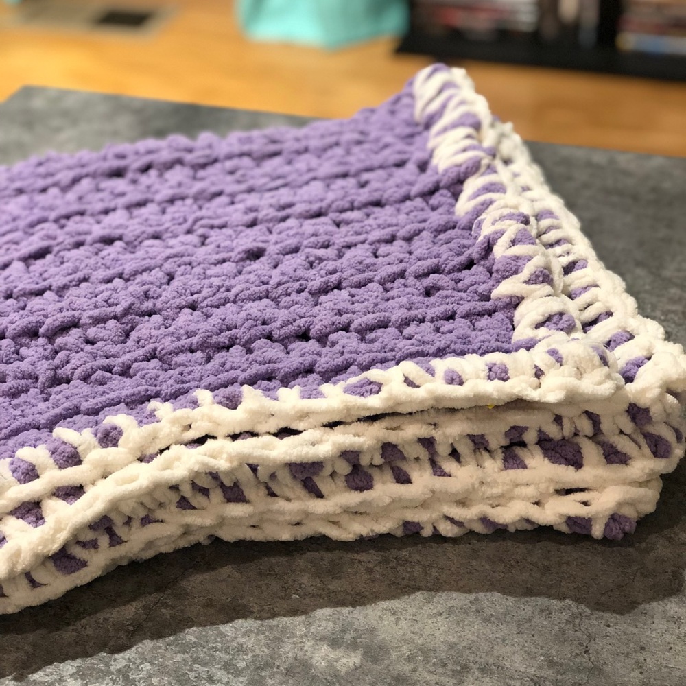 Handmade crocheted baby blanket.
